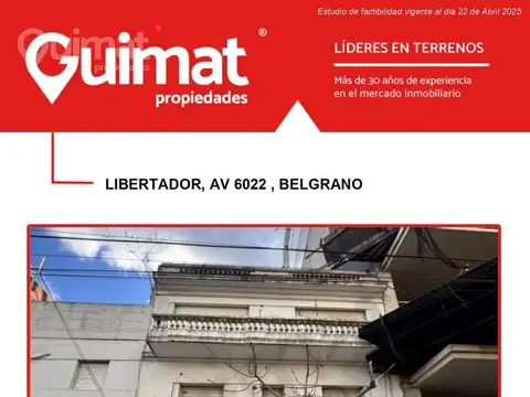 Terreno en Venta en Belgrano, USD 2.550.000