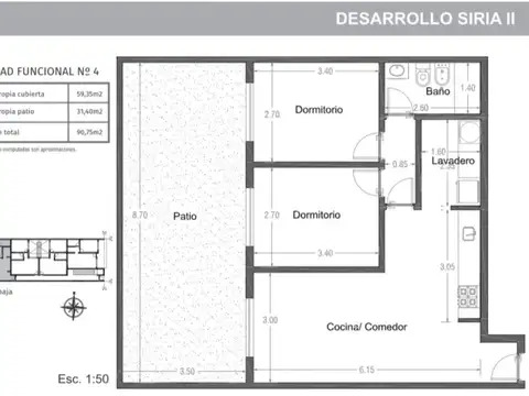 Departamento 4 ambientes con 1 baño