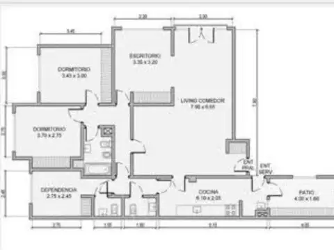 EXCELENTE DEPARTAMENTO  124 mts DE 4 AMB CON DEPENDENCIA y patio