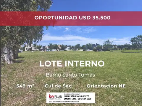 Lote interno en Venta en el Barrio Santo Tomás, Pilar, GBA Norte