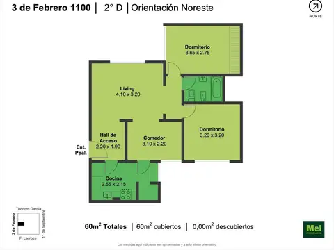 3 De Febrero 1100, Piso 2