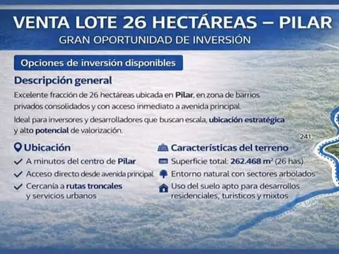 Terreno en Venta en Pilar, Partido de Pilar