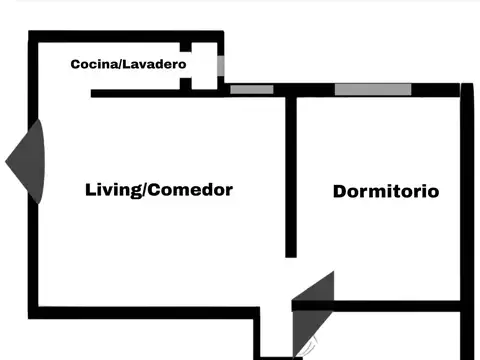 Departamento 2 ambientes con 1 baño