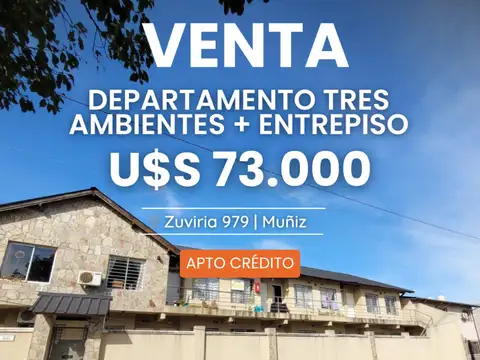 VENTA DOS AMBIENTES CON ENTREPISO - MUÑIZ -