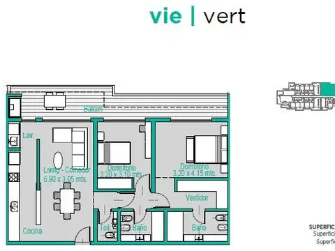 De la Huella 3400, Piso 2