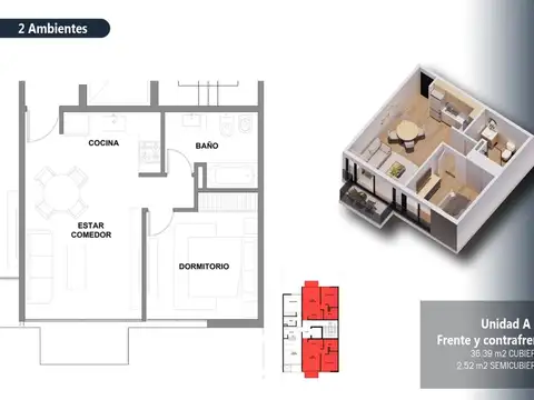 Departamento en Venta de 1 dormitorio