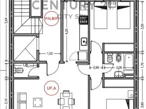 Departamento 2 ambientes con 1 baño