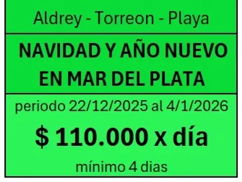 Departamento en Alquiler Temporal en Mar Del Plata, $ 330.000