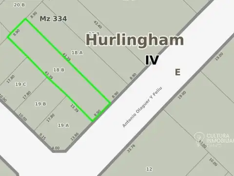 TERRENO EN VENTA HURLINGHAM 380 METROS CUADRADOS