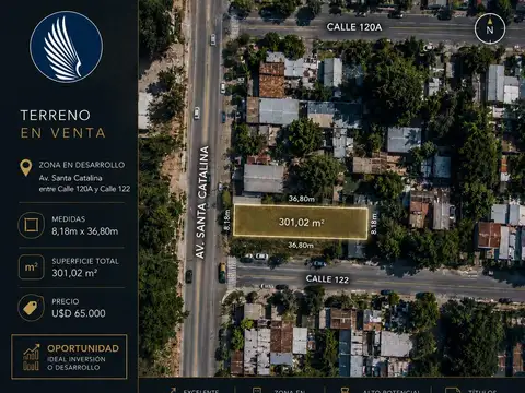 TF857 - TERRENO 301m2 - AV. STA. CATALINA 5965 - FRENTE A TERMINAL QUARANTA