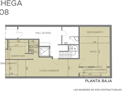 Departamento 2 ambientes con 1 baño