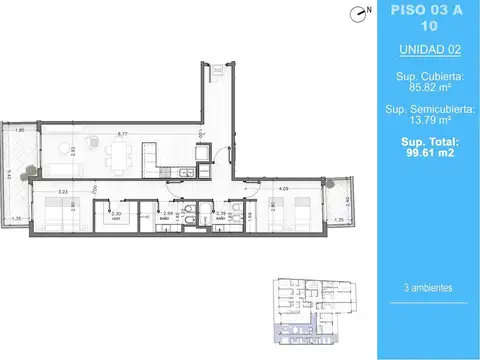 Departamento en Venta de 3 ambientes