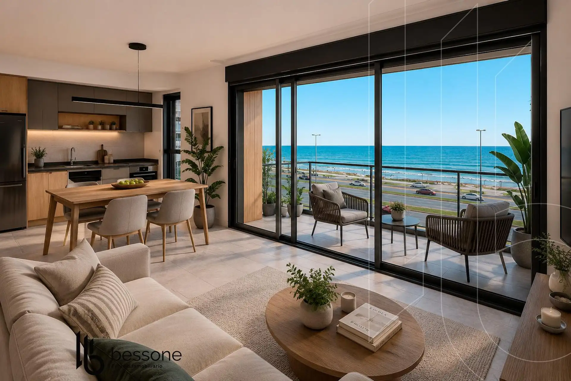 Depto 3 amb, 57m² con balcón y vista al mar — Constitución