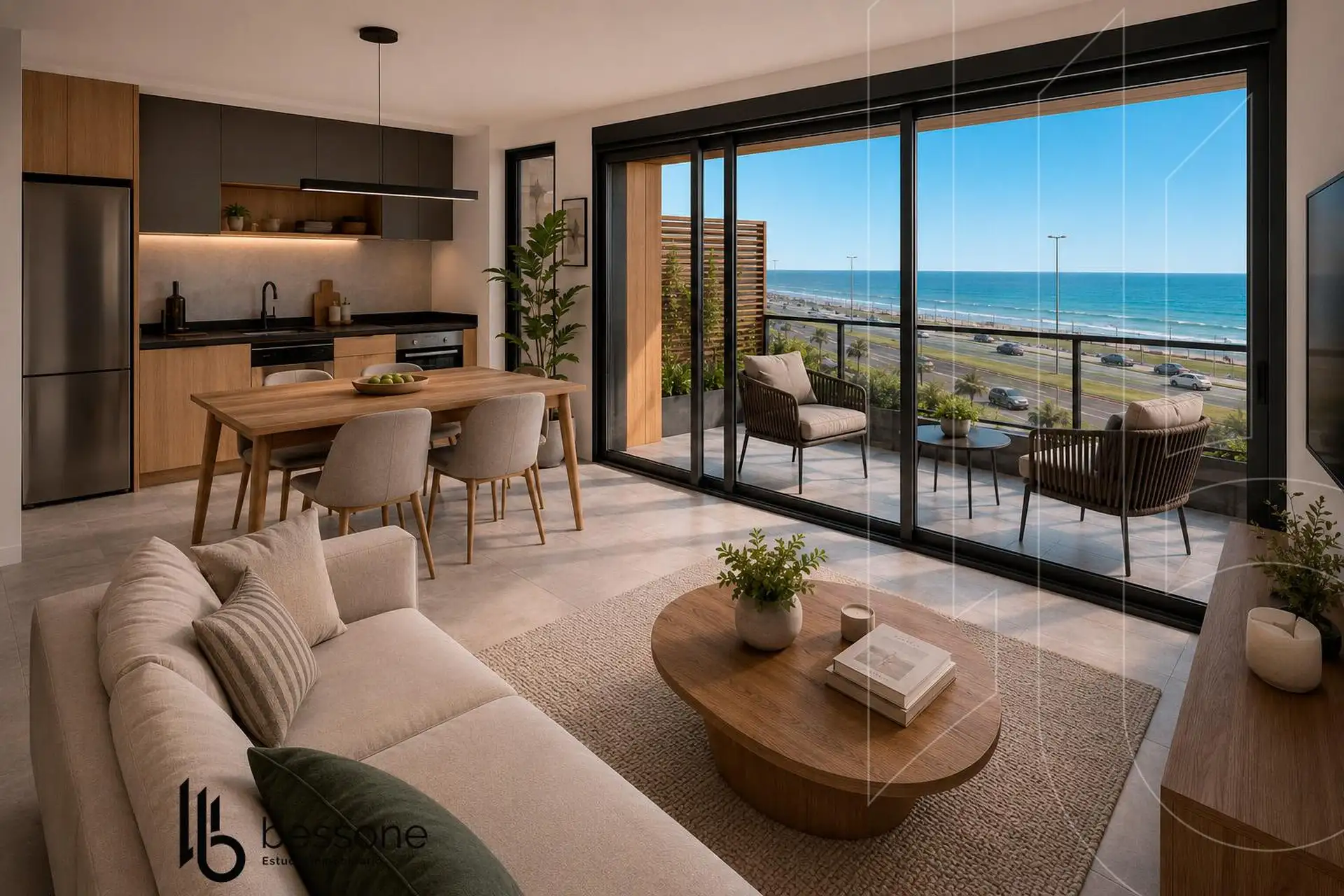 Depto 3 amb, 57m² con balcón y vista al mar — Constitución