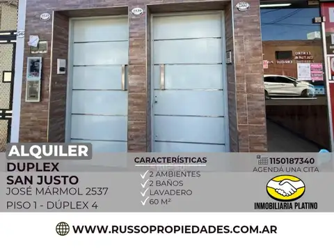 Alquiler Departamento 2 Ambientes - San Justo