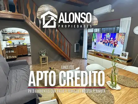 Ph de 3 Ambientes con Patio y Terraza en Venta en Lanús