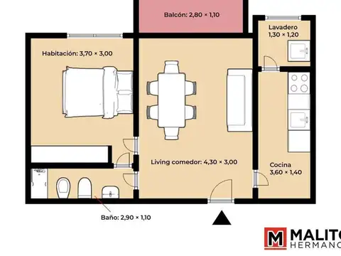 Departamento en Venta de 2 ambientes