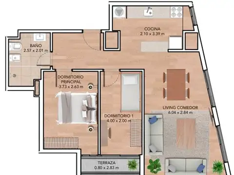 Departamento en Venta de 1 dormitorio