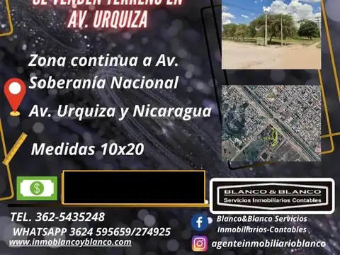 SE VENDE TERRENOS EN AV. URQUIZA