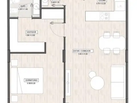 Departamento en Venta de 1 dormitorio