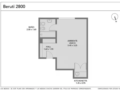 Departamento Monoambiente con 1 baño
