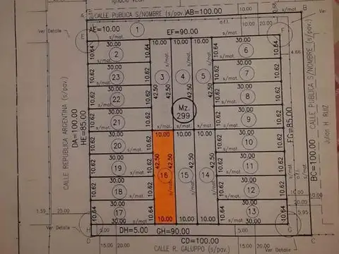 Terreno en Venta 10  mts Frente