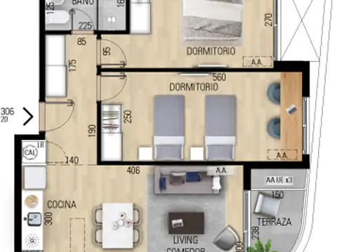 VENTA APARTAMENTO DOS DORMITORIO EN POZO EN PRADO