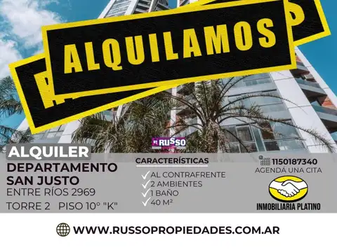 Alquiler departamento 2 ambientes San Justo