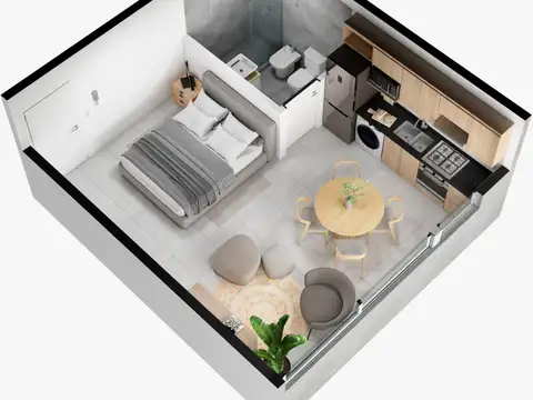Departamento Monoambiente con 1 baño