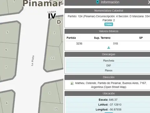 Terreno en Venta en Ostende, USD 43.000