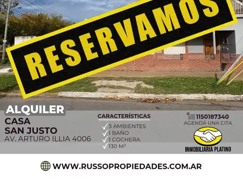 Alquiler casa 3 ambientes San Justo