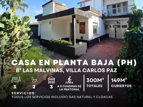 Venta Casa de 3 Dormitorios en PH A 5 Cuadras del Centro en Barrio Malvinas, Villa Carlos Paz
