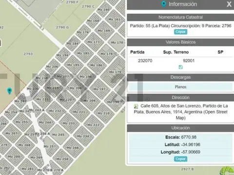 Terreno en Venta 252  mts Fondo