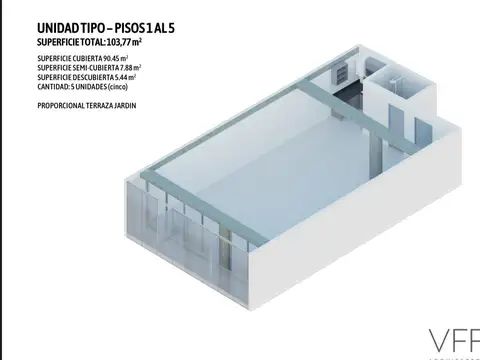 Oficina Monoambiente con 1 baño