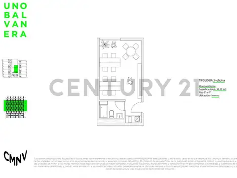 Departamento Estudio Oficina en Balvanera de Pozo