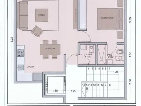 Departamento de dos ambientes con terraza  en venta