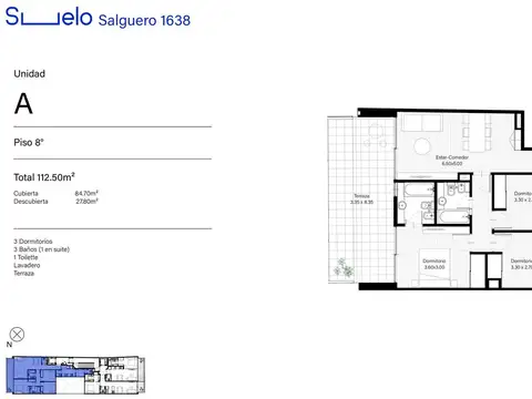 Departamento en Venta en Palermo, USD 435.000
