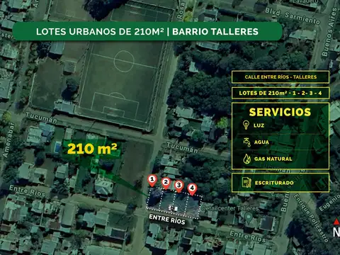 Terrenos en venta de 210m2 en barrio Talleres Roldán