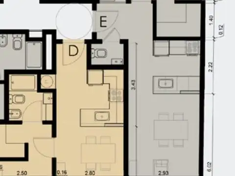 Departamento 2 ambientes con 1 baño