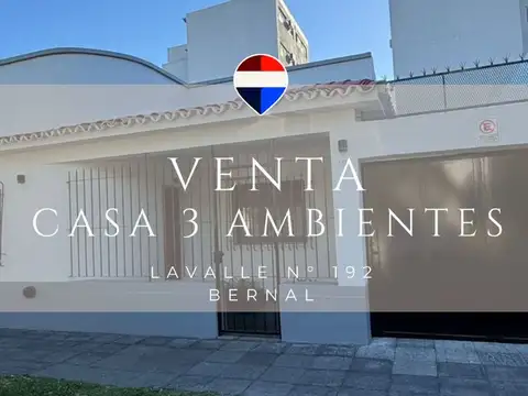 VENTA CASA 3 AMBIENTES COCHERA PATIO BERNAL