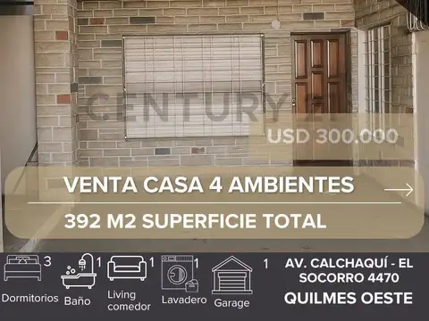 VENTA CASA 4 AMBIENTES + LOCAL QUILMES OESTE (Sobre Av. Calchaqui)