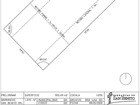 Lote en venta Barrio Barrancas de San Benito