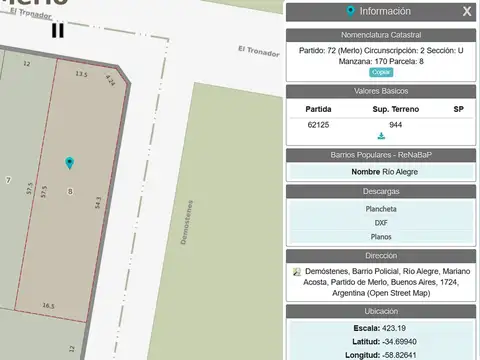 Terreno en Venta en Mariano Acosta, Partido de Merlo