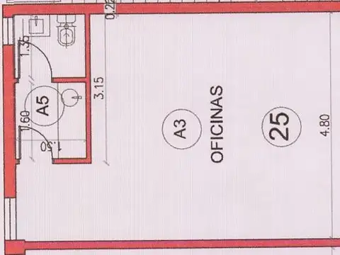 Oficina Monoambiente con 1 baño
