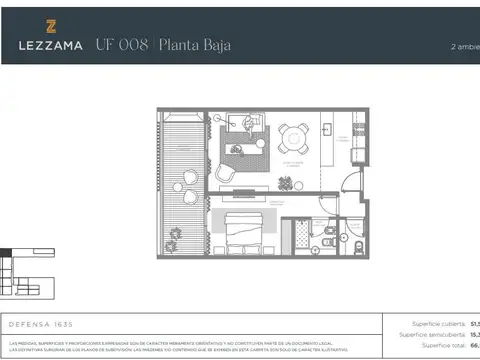 Departamento en Venta de 1 dormitorio