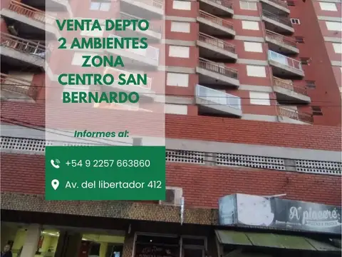 DEPARTAMENTO EN VENTA PLENO CENTRO DE SAN BERNARDO A UNA CUADRA DEL MAR