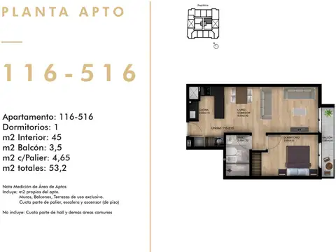 VENTA APARTAMENTO 1DORM BALCÓN C/RENTA TRES CRUCES
