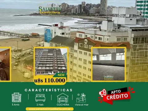 Departamento 3 ambientes con vista al mar y cochera en zona Centro