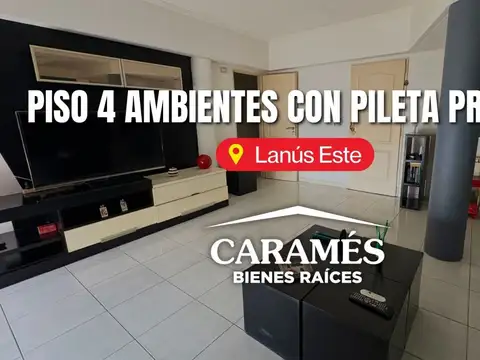 Depto de 4 amb c/pileta privada, quincho y 209 m² en Lanus E