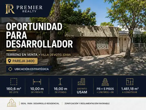Terreno para Desarrollo en Villa Devoto Pareja 3400